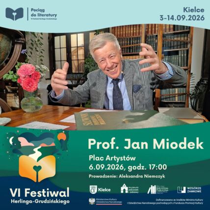 Zdjęcie spotkania: Mistrz słowa – spotkanie z profesorem Janem Miodkiem na Festiwalu Herlinga-Grudzińskiego w Kielcach